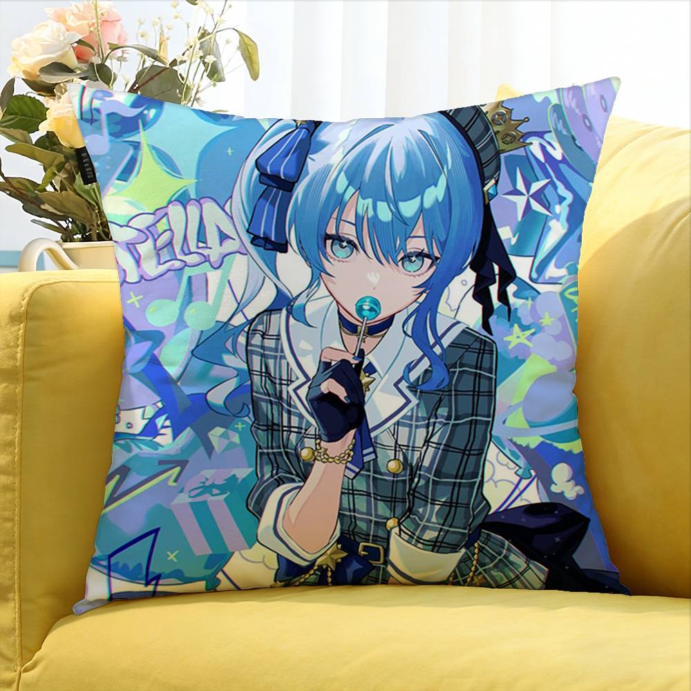 Hololive VTuber Kawaii Hoshimachi Suisei World Various Sizes Square Pillow Case For Car Home Bedchamber Decor