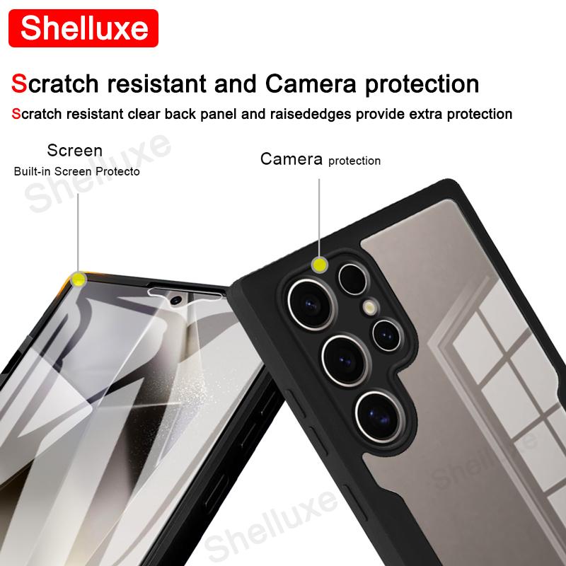 360 Full Body Front+Back Clear Case Shelluxe For Samsung Galaxy S25 S24 S23 Ultra S22 Plus S21 FE Silicone Double Sided Cover