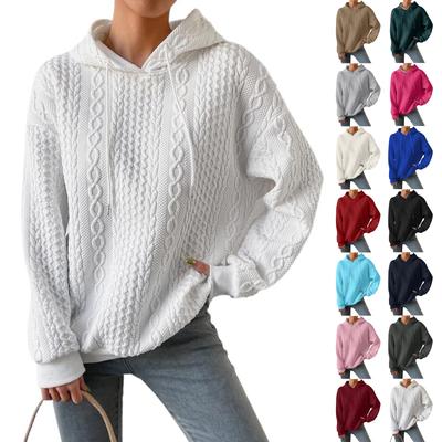 Damen-Kapuzenpullover, langärmelig, lässig, einfarbig, mit Kordelzug, Sweatshirts für Damen, Pullover