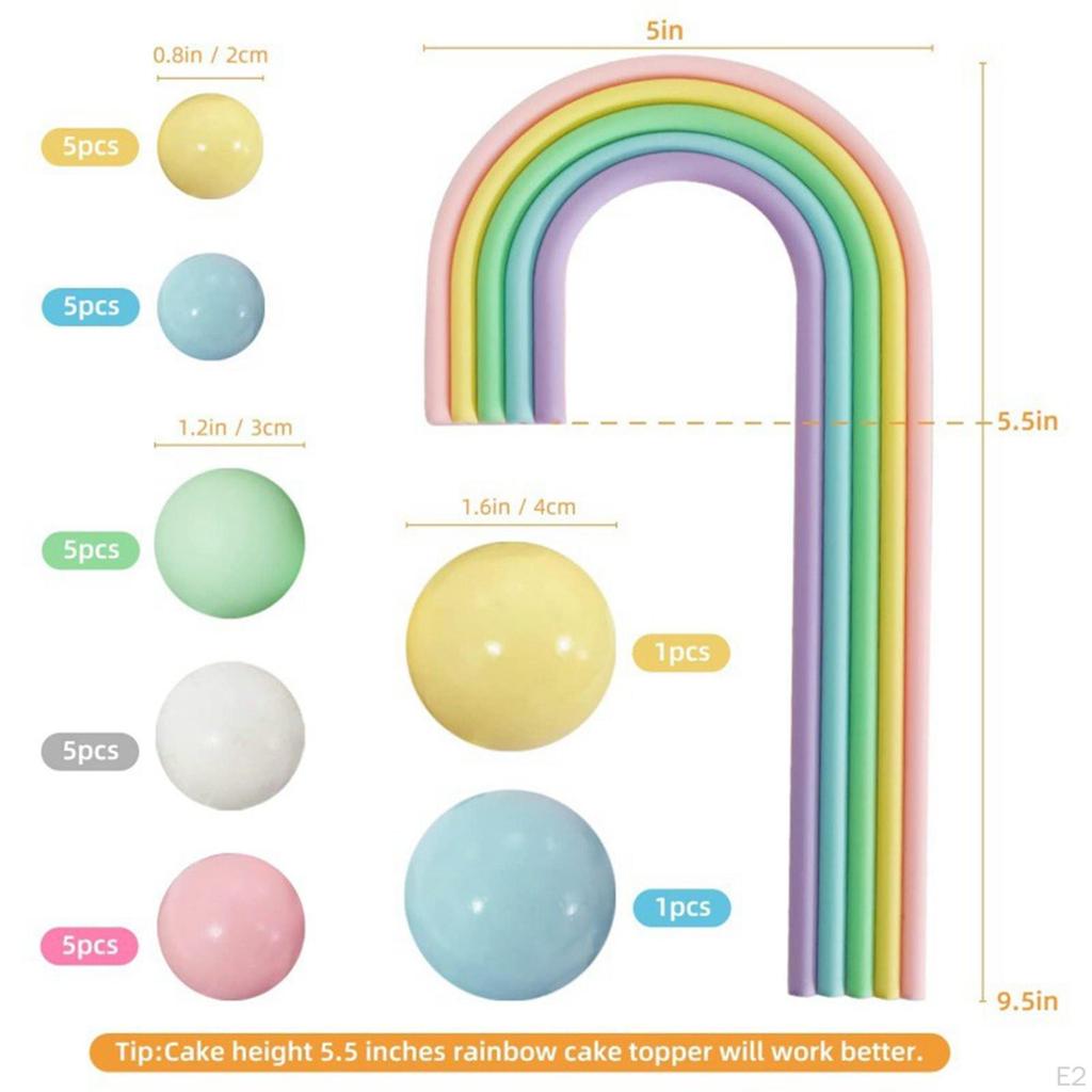 28 Pieces Rainbow Cake Toppers Party Decoration Creative Collectible Decorations for Birthday