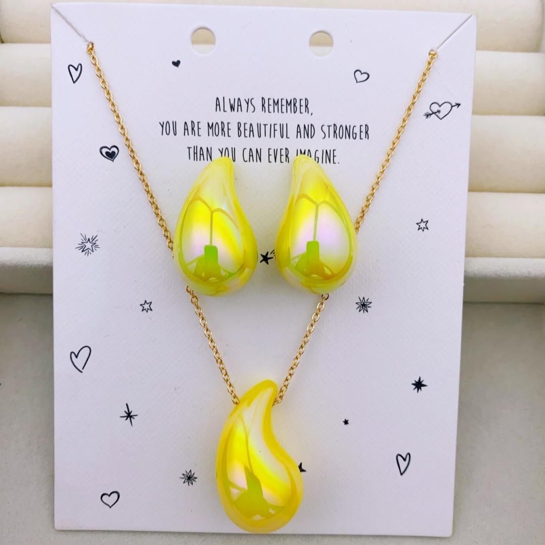 

Модный комплект из ожерелья и серег с подвеской в виде капли воды для женщин, идеальный вариант для ежедневного ношения