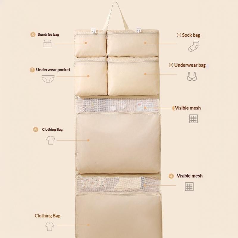 Portable Foldable Travel Hanging Storage Bag Multi Pocket Organizer For Clothes Accessories Space Saving Luggage