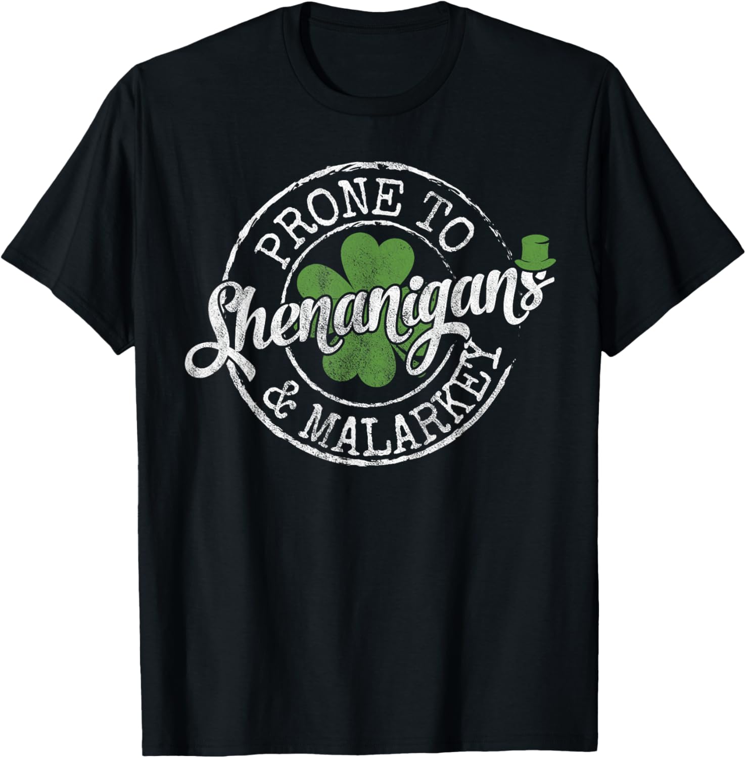 

Prone To Shenanigans and Malarkey Clover St Patricks Day Graphic Tee Casual Cotton TShirt S разноцветный