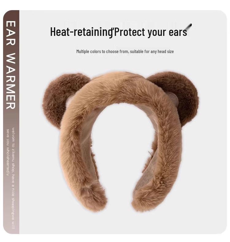 Winter Bear Earband: Fleece-Lined Windproof Cycling Earmuffs for Women & Students
