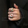 Multi-Element ~ Retro Beaded Ring Women's Trend Index Finger Ring Elastic Folded Ring Casual Jewelry Accessories