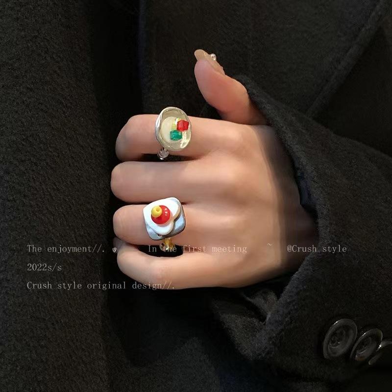 Multi-Element ~ Retro Beaded Ring Women's Trend Index Finger Ring Elastic Folded Ring Casual Jewelry Accessories