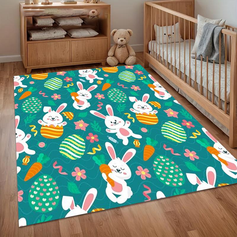 Happy Easter Bunny Carpet Bedroom Decor Kids Play Mat Living Room Floor Mat Entry Mat Carpet Gift Area Rug Alfombra Home Tapis