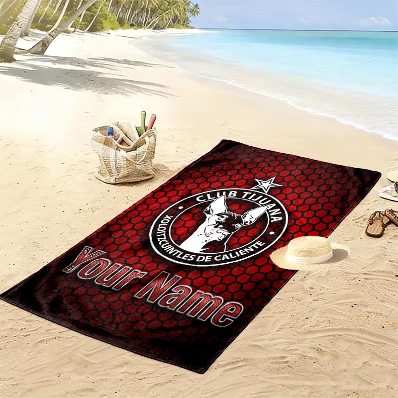 Name Custom Club Tijuana Logo Print Beach Towel, Large Soft Quick Dry Towel for Beach Camping Swimming