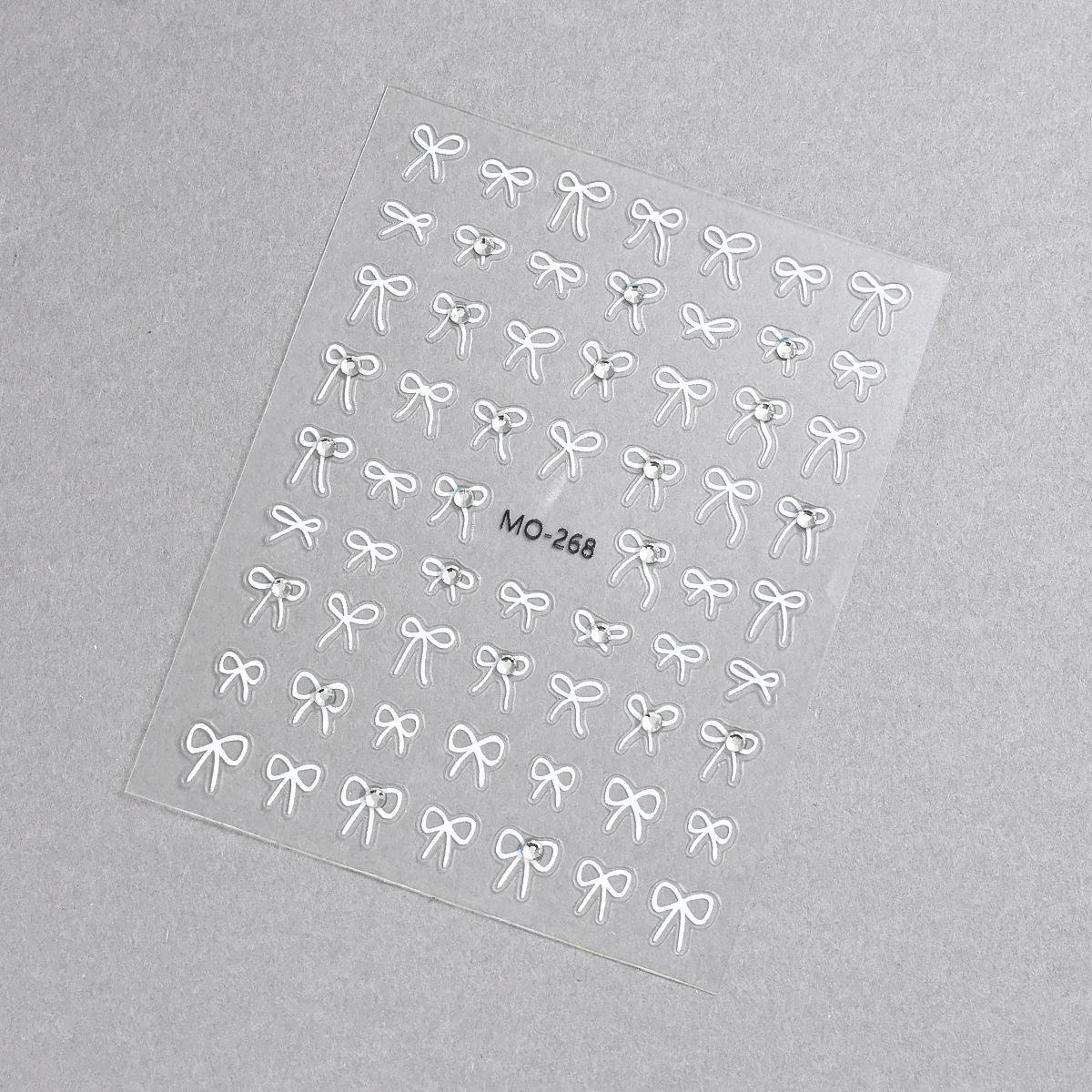 

3D Black & White Crystal Bow Nail Stickers with Diamonds