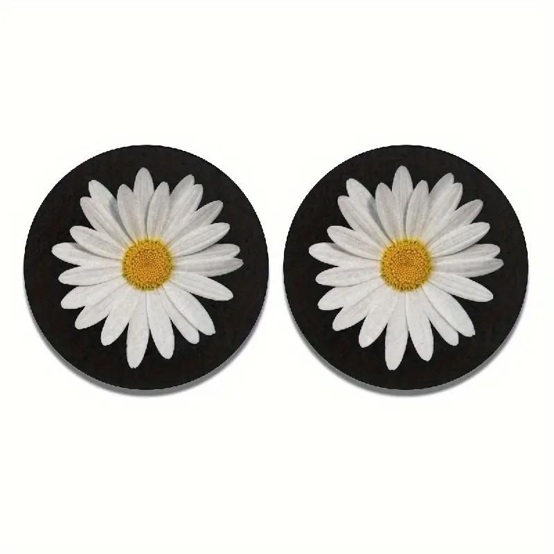 

2PCS Anti Slip Daisy Patterned Absorbent And Heat-Insulating Pads For Car Cup Holders