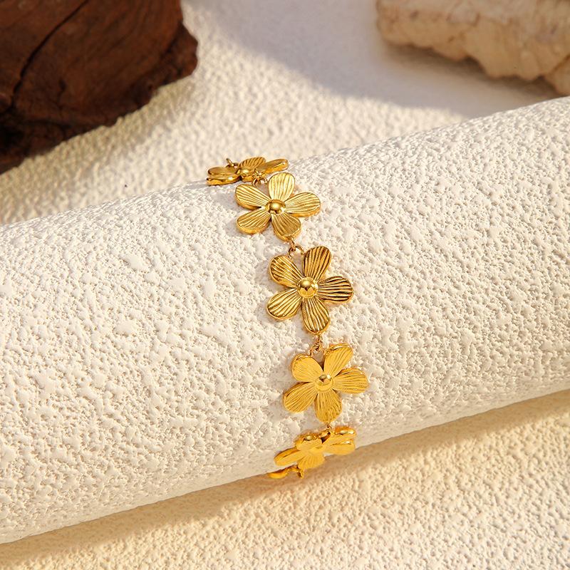 Vacuum Plated 3D Flower Diamond Bracelet Fashion Versatile Jewelry Accessory