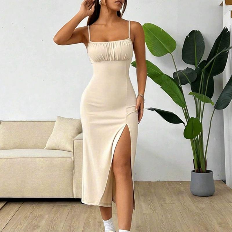 Women's Square Neck Sleeveless Halter Split Dress