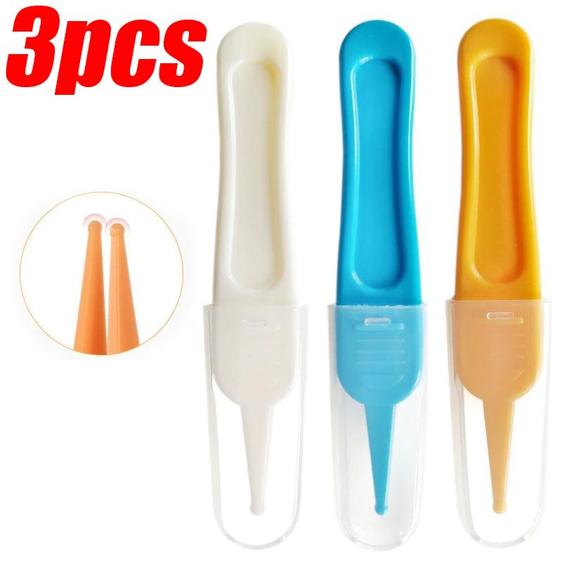 1/3Pcs Baby Ear Nose Navel Clean Tools Infants Safety Tweezers Cleaning Forceps Plastic Nasal Cavity Care Round Head Clamps Set