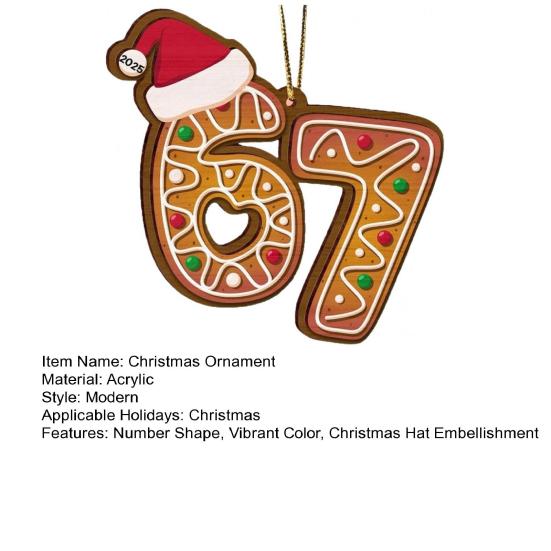 Weihnachtsanhänger Acryl Lebkuchen Zahl 67 Anhänger mit Hut Festliche Weihnachtsbaumdekoration Weihnachtsgeschenk