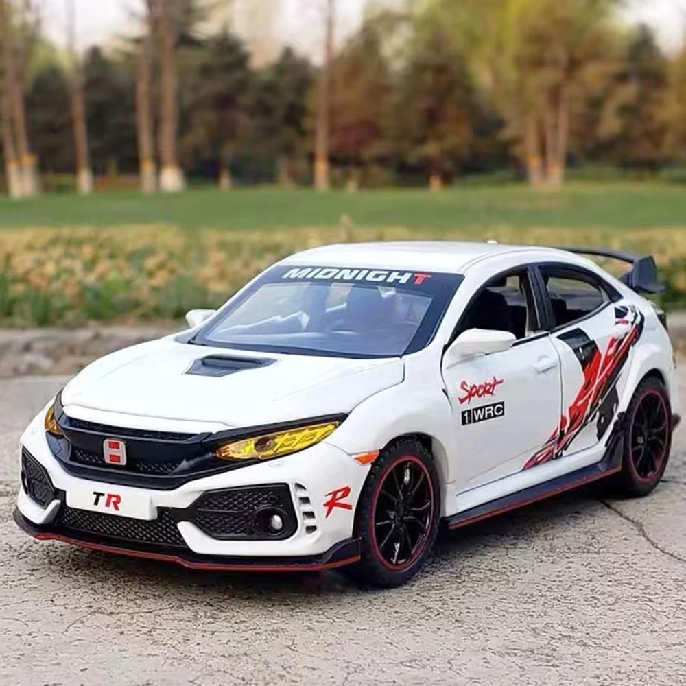 PCDB3 1:32 Honda CIVIC TYPE-R Accord Toys Diecast Alloy Models Car 6 Doors Opened Sound Light Pull Back Cars Children's Holiday Gifts