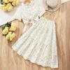 Completo estivo per bambina: Set Due Pezzi Elegante e Fresco: Camicia Stampata a Maniche Corte con Colletto + Gonna Taglie Forti
