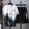 New Quick-drying Ice Silk Gradual Change Suit Men's Short-sleeved T-shirt Summer Casual Shorts Sports Two-piece Set Handsome