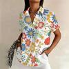 Blumenprint Retro Damen Kurzarmhemden Damen Revers Einreiher Kurzarmblusen Lässige Tägliche Damen Lockere Oberteile