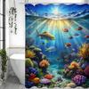 Underwater World Seaweed Coral Fish Shower Curtain, Bathroom Decorative Shower Curtain, Waterproof Shower Curtain with Hooks