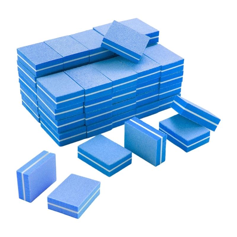 

50 Pieces Nail Buffer Blocks Double Sided Sponge For Polishing Acrylic And Gel Nail Great For Home Or Salon Use синий