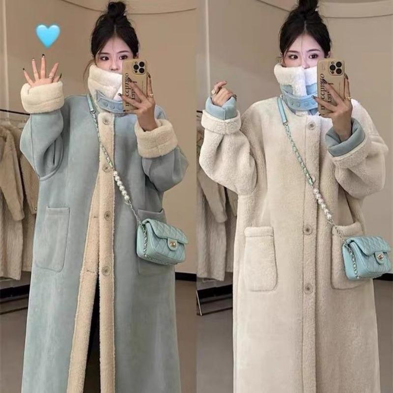 Double-sided Suede Lamb Wool Coat Women's Winter Thickened Fur Integrated Medium and Long Imitation Fur Coat Fashion