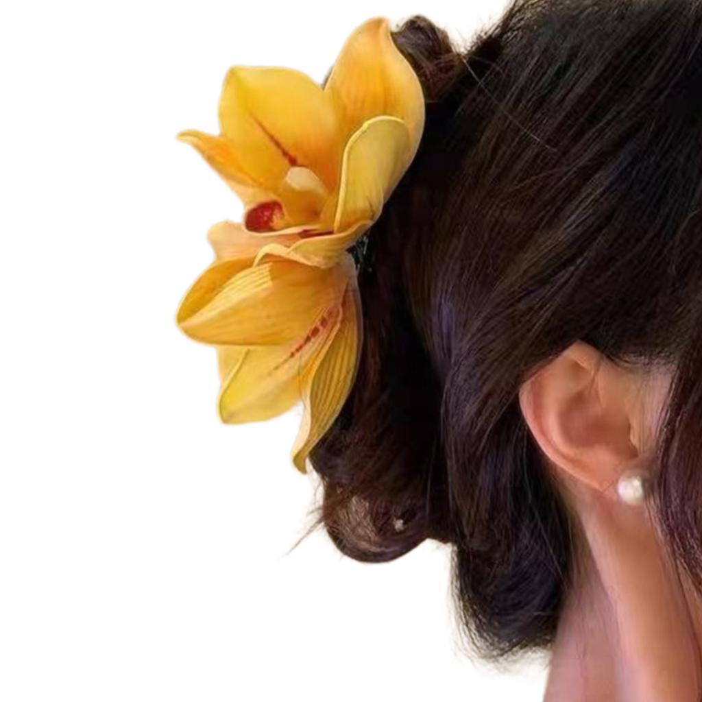 Elegant Orchids Hair Claw Clip for Women Teens with Secure Grip Perfect for Various Hairstyles and Theme Occasion