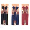 Men Elastic Y-Back Suspenders Stripe Dots Pattern 3 Clips Heavy Duty Trouser Braces