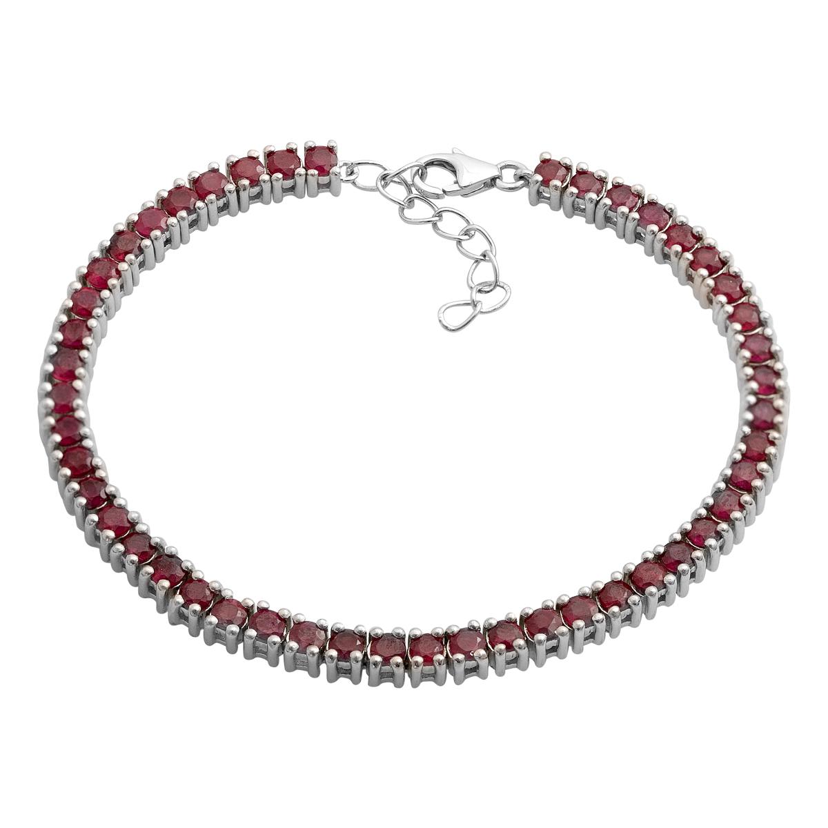 

Silver bracelet with natural ruby 7.707ct, item weight 14.15 g (2205746) 17-20cm rubine червоний колір