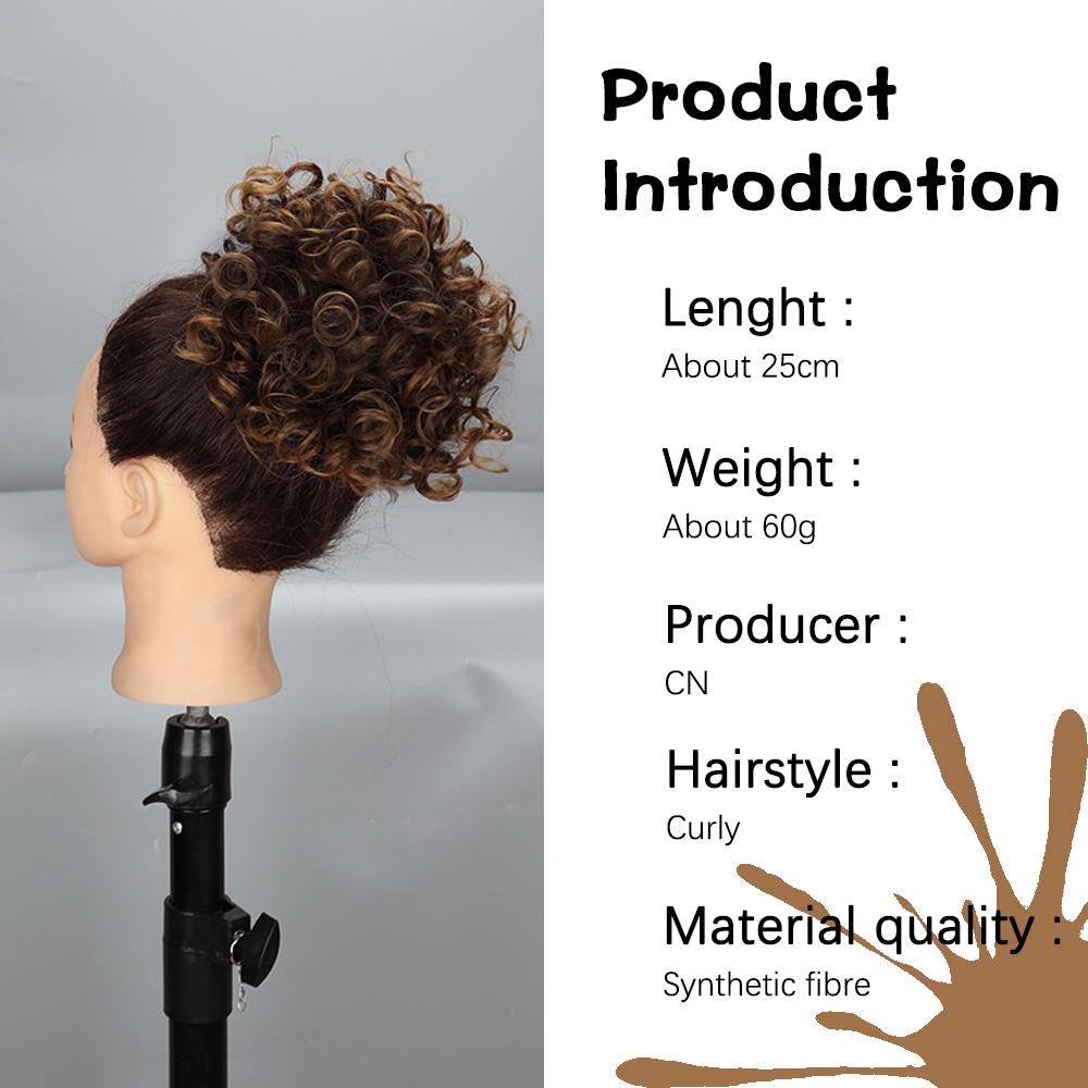 MISS WIG Syntetiske boller Hårstykke 60g Elastisk snøring Large Curly Scrunchies Hestehale Extensions Hår for kvinner Daglig bruk