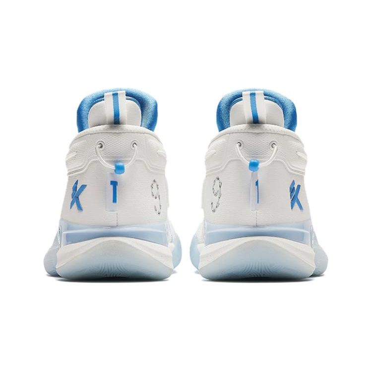 Anta Kids KT9 Shock Absorbing Wear Resistant High Top Basketball Shoes Kids Basketball Shoes White Blue 312421130-2