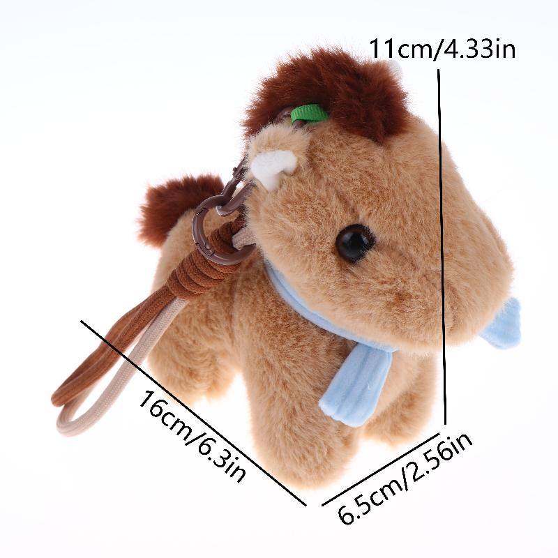 Cartoon Horse Stuffed Keychain Keyring Stuffed Pony Pendant Cute Soft Simulation Horse Keychain Room Decoration Doll