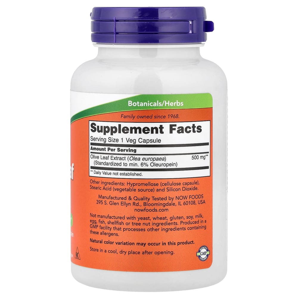 NOW Foods Olive Leaf Extract 500 mg Veg Capsules, 120 Count
