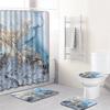 Marble Texture Printing Bathroom Non-Slip Floor Mat Shower Curtain Combination Carpet European And American Style