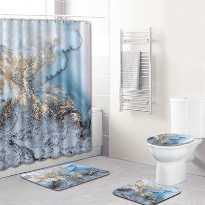 Marmortextur Druck Badezimmer Rutschfeste Bodenmatte Duschvorhang Kombination Teppich Europäischer und Amerikanischer Stil