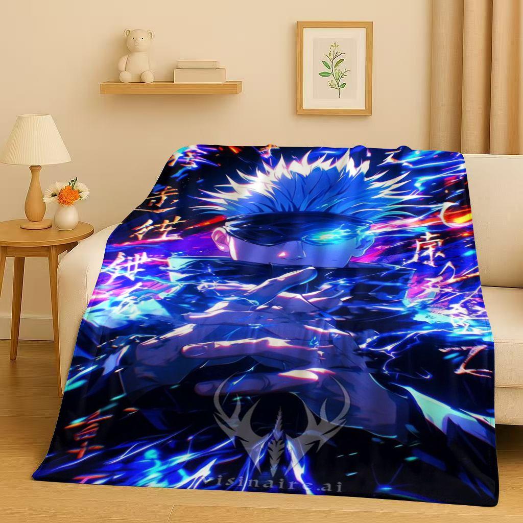 Anime Jujutsu Kaisen Cartoon Itadori Yuj Flanelldecke, Ultraweiche Warme Plüschdecke für Zuhause Schlafzimmer Bett Sofa Abdeckung Kindergeschenk