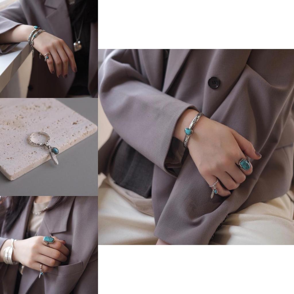 Stylish Geometric Open Adjustable Copper Ring For Women With Vintage Hawk Feather Design