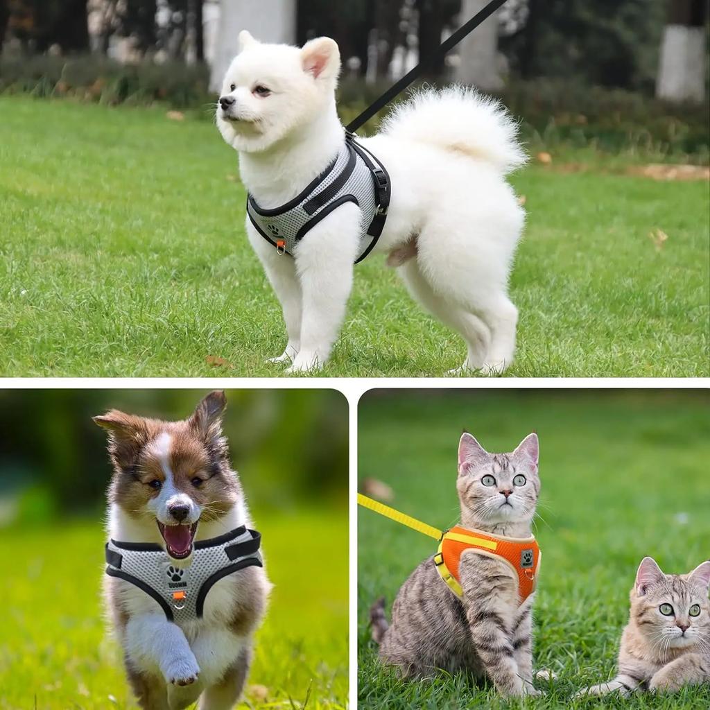 Pet Leash Undershirt Harnesses Mesh Breathable Adjustable Easy Control Reflective Undershirt Dog Harness Collar Pet Lead