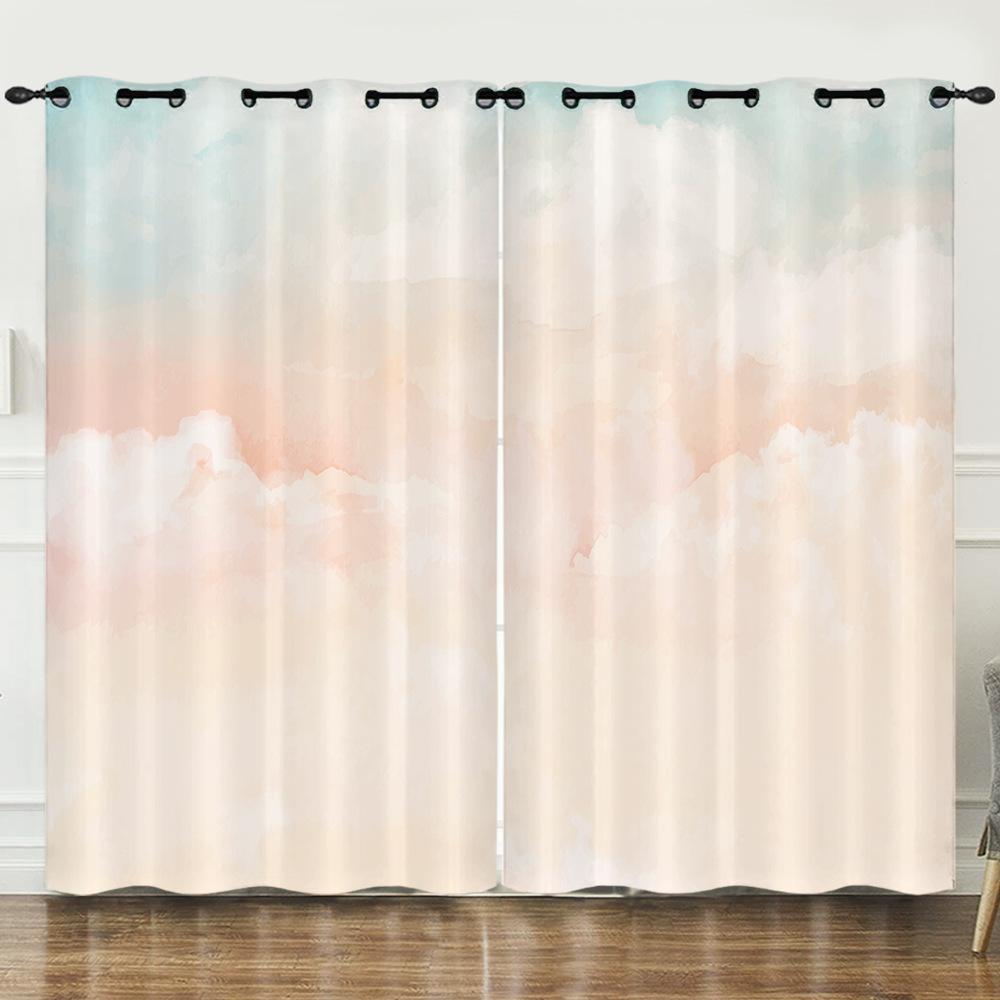 Curtain Color Highlight 3D Digital Printing Blackout Curtain Punching