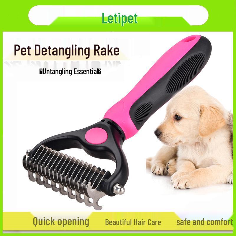 Dual-Sided Pet Grooming Rake Comb for Dogs - Detangling & Shedding Tool