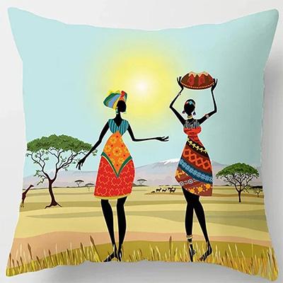Home Decor African Women's Figures Decorative Pillow Covers Pattern Cushion Cover Suitable for Sofa Bedroom Car Pillow Cover