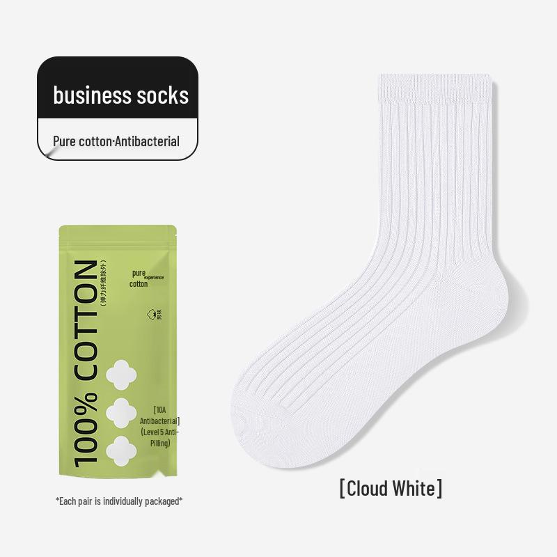 

Men s All-Cotton Mid-Calf Solid Color Business Socks for Autumn/Winter One Size