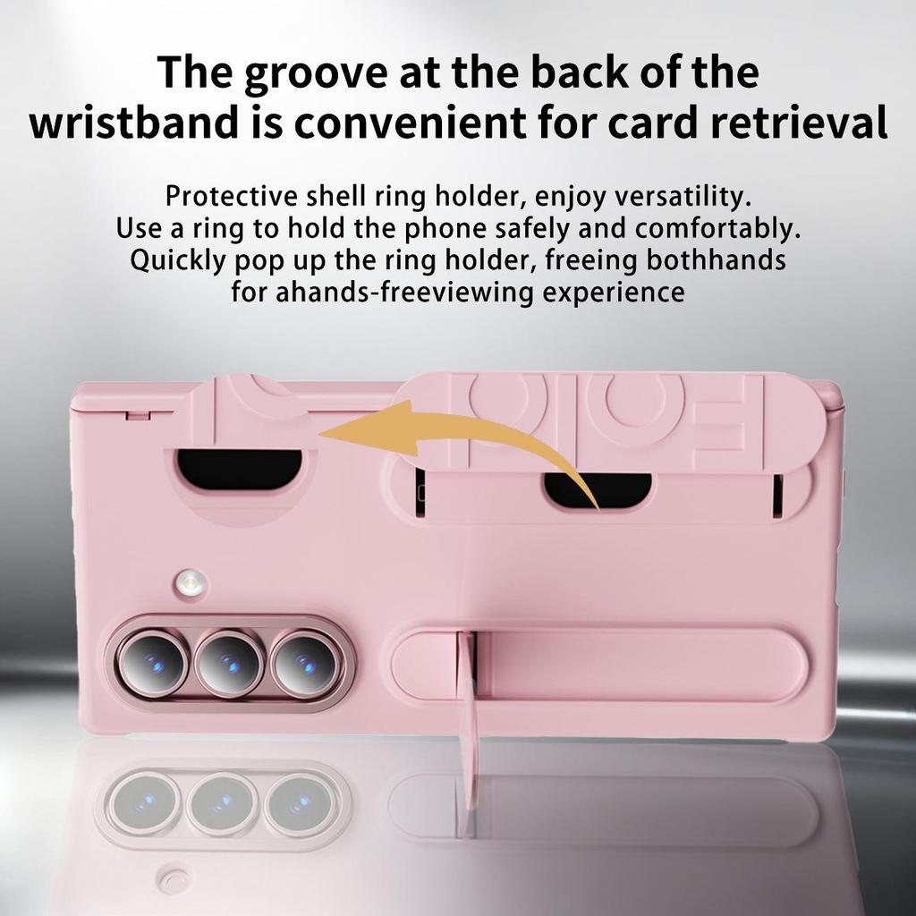 Etui do Samsung Z Fold7/6 ze stojakiem i paskiem na nadgarstek - Kompatybilne z Fold5/4