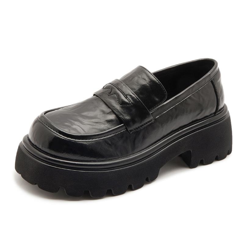 

Retro thick-soled leather loafers women s 2025 autumn and winter new thick-heeled small leather shoes to increase the height of Jk single shoes women 35