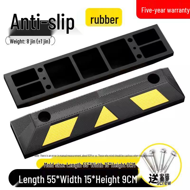 Rubber & Plastic Wheel Stopper: Parking Space, Garage, or Parking Lot Anti-collision Positioner.