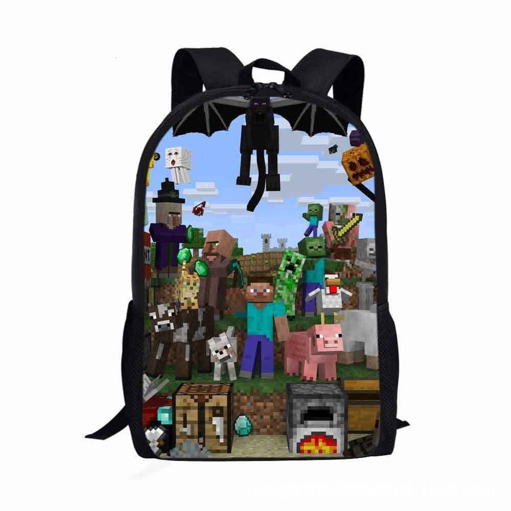 Square Man School Bag Cartoon Backpack Minecraft Backpack Game Printing Large Capacity
