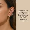 Y2K Aesthetic Rainbow Earring Set for Women Multicolor Zircon Huggie Hoops Cartilage Ear Cuff Summer Festival Party Jewelry