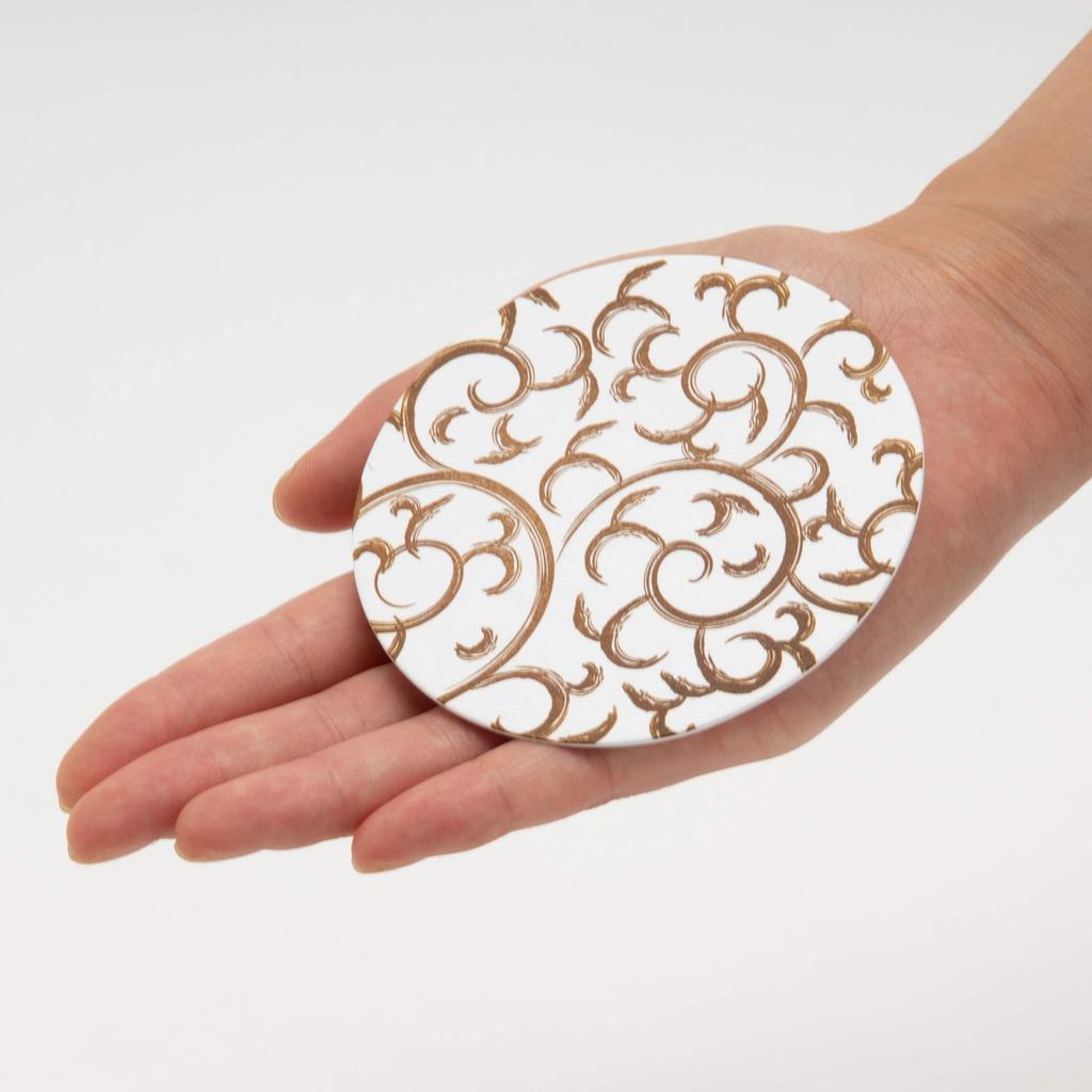 Endo Shoji TKG Paper Coasters, Brown, Arabesque Pattern (Pack of 100), Round, 90mm Diameter, 1mm Thick, a Must-Have for Evening Drinks, Commercial
