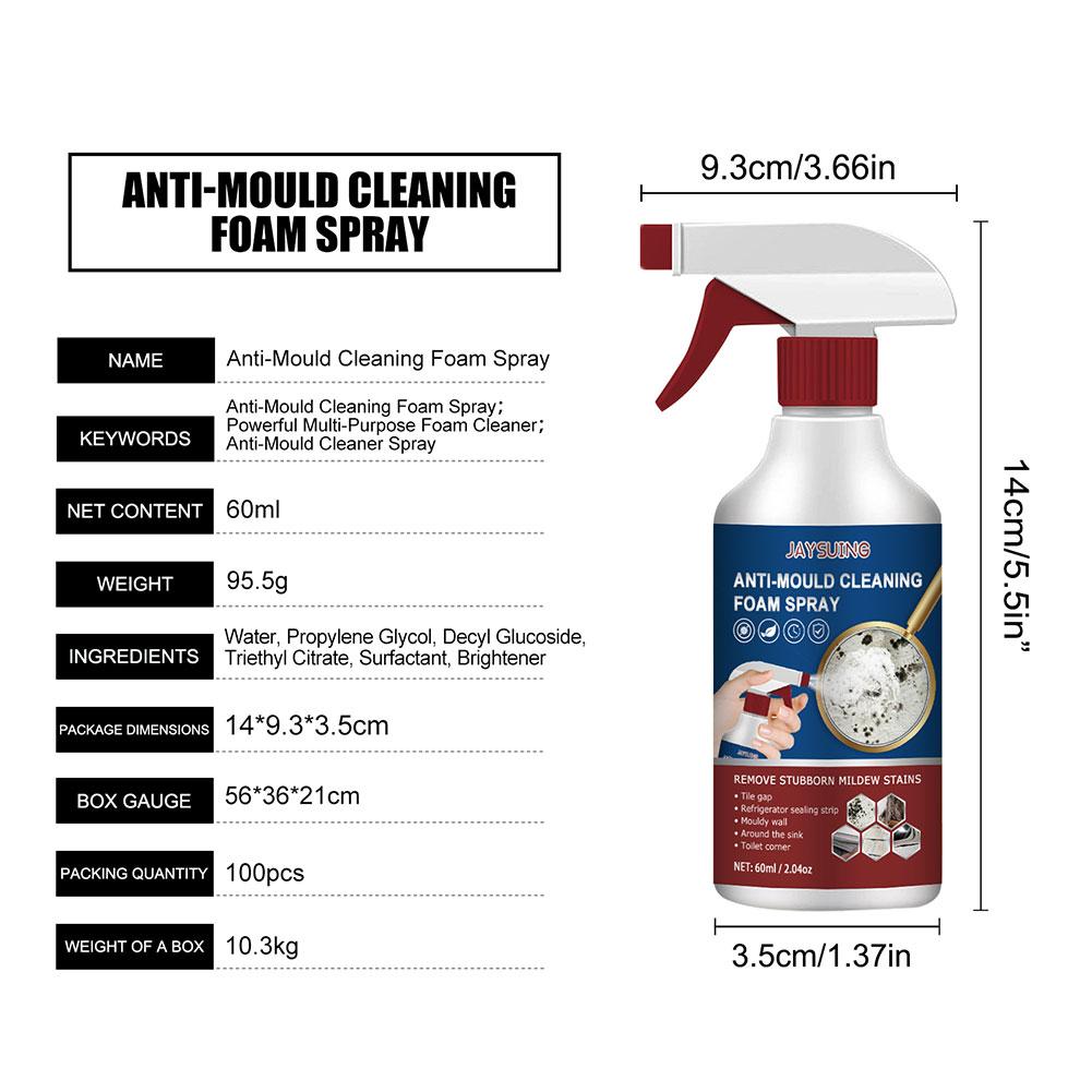 Wall Mildew Remover Mildew Stain Remover Spray Active Mildew Mould Removal Foam Spray Long-lasting Effect Wall Mold Remover