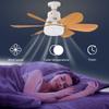 Socket Wood Grain Fan Light with Remote Control,Suitable for Living Room, Study, Household Use Ceiling Fan Light 6 Blades