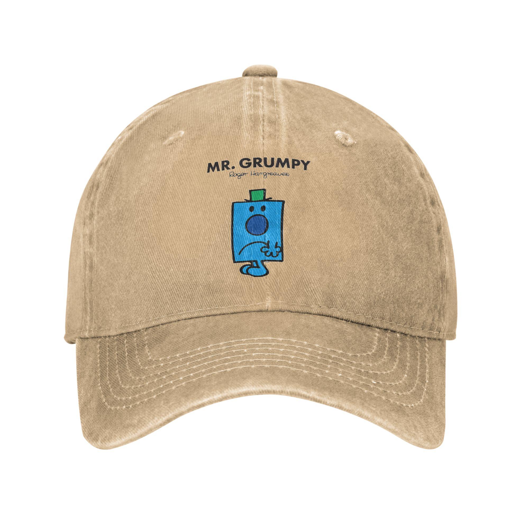 

Mr. Grumpy Washed Denim Baseball Caps Snapback Baseball Hats Breathable Casquette Outdoor for Men s And Women s One Size
